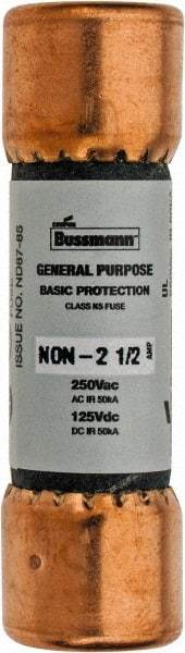 Cooper Bussmann - 125 VDC, 250 VAC, 2.5 Amp, Fast-Acting General Purpose Fuse - Fuse Holder Mount, 50.8mm OAL, 50 at AC/DC kA Rating, 9/16" Diam - Industrial Tool & Supply