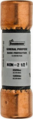 Cooper Bussmann - 125 VDC, 250 VAC, 2.5 Amp, Fast-Acting General Purpose Fuse - Fuse Holder Mount, 50.8mm OAL, 50 at AC/DC kA Rating, 9/16" Diam - Industrial Tool & Supply