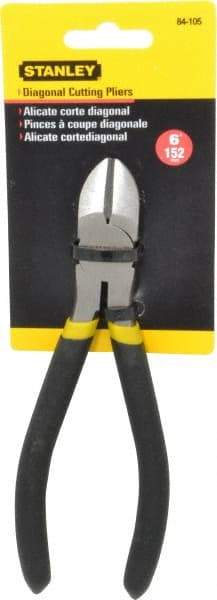 Stanley - 6" OAL, 7/16" Capacity, Cutting Pliers - 55/64" Jaw Length x 51/64" Jaw Width, Round Head, Cushion Grip Handle - Industrial Tool & Supply