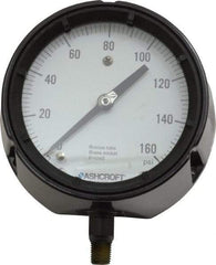 Ashcroft - 4-1/2" Dial, 1/4 Thread, 0-160 Scale Range, Pressure Gauge - Lower Connection, Rear Flange Connection Mount, Accurate to 0.5% of Scale - Industrial Tool & Supply