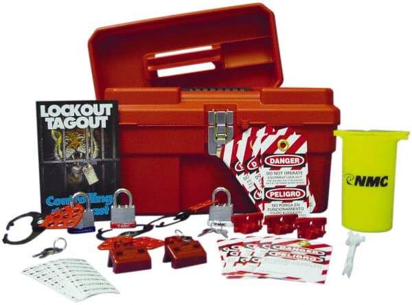NMC - 40 Piece Electrical Lockout Kit - 3/4 Inch Vertical Shackle Clearance, Comes in Carrying Case - Industrial Tool & Supply