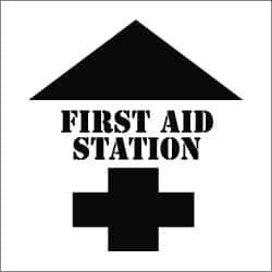 NMC - First Aid Station Stencil - 0.06 Inch Thick, Polyethylene, English - Industrial Tool & Supply