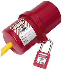 NMC - Plastic Plug Lockout - 3" Plug Size, 3/4 Max Cord Diam, 6" Lockout Length, 1 Padlock - Industrial Tool & Supply