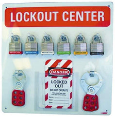 NMC - 1 Piece, Empty Plexiglass Lockout Cabinet - 14 Inch Wide x 14 Inch High, Red and White - Industrial Tool & Supply
