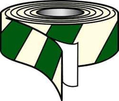 NMC - Glow & Green Striped Vinyl Tape - 2" Wide x 30' Long x 0.002" Thick, General Traffic - Industrial Tool & Supply