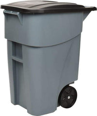 Rubbermaid - 50 Gal Gray Rectangle Trash Can - Polyethylene, 36-1/2" High x 28-1/2" Long x 23-3/8" Wide - Industrial Tool & Supply