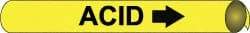 NMC - Pipe Marker with Acid Legend and Arrow Graphic - 4-5/8 to 5-7/8" Pipe Outside Diam, Black on Yellow - Industrial Tool & Supply