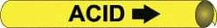 NMC - Pipe Marker with Acid Legend and Arrow Graphic - 6 to 8" Pipe Outside Diam, Black on Yellow - Industrial Tool & Supply