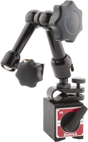Starrett - 70 Lb Magnetic Force, Fine Adjustment Indicator Positioner & Holder with Base - Articulated Arm, Rectangular Base, 1" Base Height, 1-3/16" Base Length, 1-7/16" Base Width - Industrial Tool & Supply