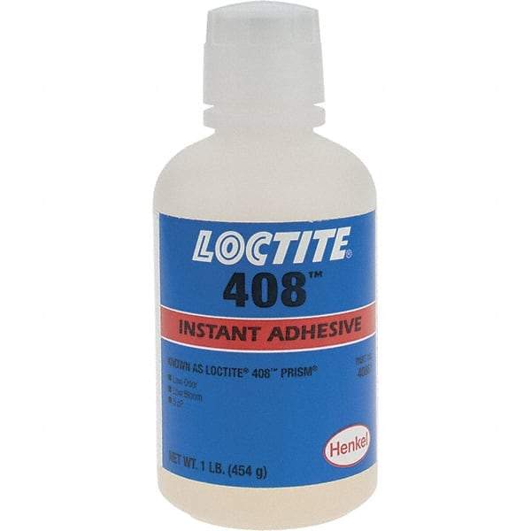 Loctite - 16 oz Bottle Clear Instant Adhesive - 408 1 LB BOTTLE PRISM INSTANT ADHESIVE - Industrial Tool & Supply