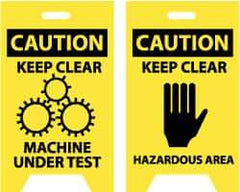 NMC - Caution - Keep Clear - Machine Under Test, Caution - Keep Clear - Hazardous Area, 12" Wide x 20" High, Plastic Floor Sign - A-Frame, Black on Yellow, For Accident Prevention - Industrial Tool & Supply