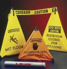 NMC - Caution - Wet Floor, 18" High, Plastic Floor Sign - POP-UP, Yellow, For Restroom, Janitorial & Housekeeping - Industrial Tool & Supply