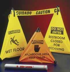 NMC - Do Not Enter - Restroom Closed for Cleaning, 18" High, Plastic Floor Sign - POP-UP, Yellow, For Restroom, Janitorial & Housekeeping - Industrial Tool & Supply