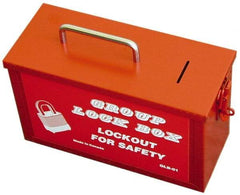 NMC - 4-1/4" Deep x 10-1/4" Wide x 6" High, Portable Group Lockout Box - Red, 1 Padlock - Industrial Tool & Supply
