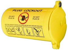 NMC - Plastic Plug Lockout - 3" Plug Size, 1-1/4 Max Cord Diam, 5-1/2" Lockout Length, 1 Padlock - Industrial Tool & Supply