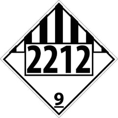 NMC - DOT - Shipping & Vehicle - 2212, 10-3/4" Wide x 10-3/4" High, Rigid Plastic Placard - Black on White, UV Resistant, Chemical Resistant, Graffiti Proof - Industrial Tool & Supply