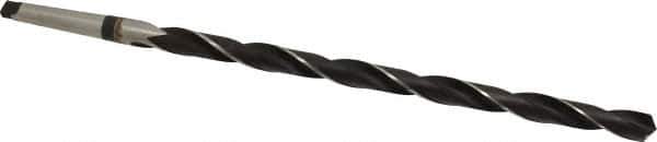 Interstate - 49/64", 2MT 118° Point High Speed Steel Taper Shank Drill Bit - Oxide Finish, 12" Flute Length, 18" OAL, Spiral Flute, Series 502 - Industrial Tool & Supply