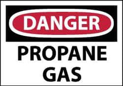 NMC - Hazardous Materials Label, Header: DANGER - Legend: Danger - Propane Gas, English, Red, Black & White, 5" Long x 3" High, Sign Muscle Finish - Industrial Tool & Supply