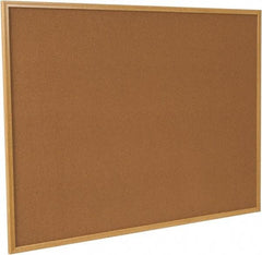 UNIVERSAL - 48" Wide x 36" High Open Cork Bulletin Board - Wood Frame, Natural Tan - Industrial Tool & Supply