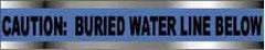 NMC - Caution: Buried Water Line Below, Detectable Underground Tape - 1,000 Ft. Long x 6 Inch Wide Roll, Polyethylene on Aluminum, 5 mil Thick, Blue - Industrial Tool & Supply