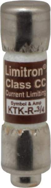 Cooper Bussmann - 600 VAC, 0.75 Amp, Fast-Acting General Purpose Fuse - Fuse Holder Mount, 1-1/2" OAL, 200 at AC (RMS) kA Rating, 13/32" Diam - Industrial Tool & Supply