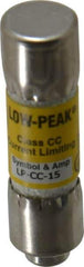 Cooper Bussmann - 150 VDC, 600 VAC, 15 Amp, Time Delay General Purpose Fuse - Fuse Holder Mount, 1-1/2" OAL, 20 at DC, 200 at AC (RMS) kA Rating, 13/32" Diam - Industrial Tool & Supply