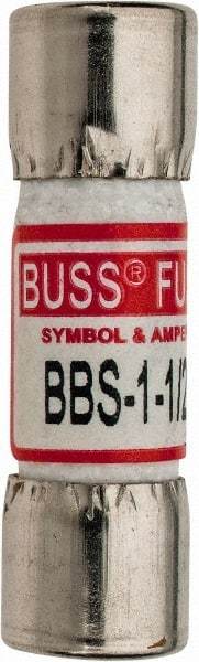 Cooper Bussmann - 600 VAC, 1.5 Amp, Fast-Acting General Purpose Fuse - Fuse Holder Mount, 1-3/8" OAL, 10 at AC kA Rating, 13/32" Diam - Industrial Tool & Supply