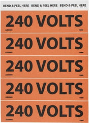 NMC - Electrical Markers Label - Legend: 240 Volts, English, Black & Orange, 4-1/2" Long x 1-1/8" High, Sign Muscle Finish - Industrial Tool & Supply
