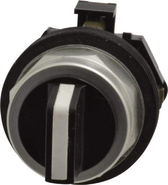 Eaton Cutler-Hammer - 30-1/2mm Mount Hole, 3 Position, Knob Operated, Selector Switch Only - Black, Momentary (MO) - Maintained (MA) - Momentary (MO), Nonilluminated, Oil and Watertight - Industrial Tool & Supply