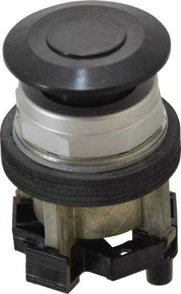 Eaton Cutler-Hammer - 30-1/2mm Mount Hole, Extended Mushroom Head, Pushbutton Switch Only - Round, Black Pushbutton, Nonilluminated, Maintained (MA), Corrosion Resistant, Oiltight and Watertight - Industrial Tool & Supply