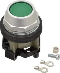 Eaton Cutler-Hammer - 30-1/2mm Mount Hole, Flush, Pushbutton Switch Only - Round, Green Pushbutton, Nonilluminated, Momentary (MO), Corrosion Resistant, Oiltight and Watertight - Industrial Tool & Supply