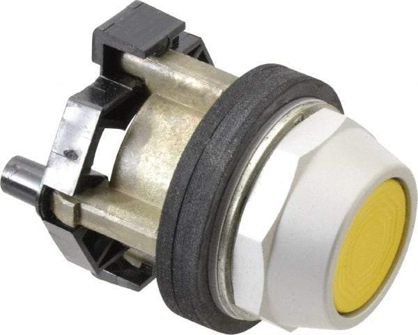 Eaton Cutler-Hammer - 30-1/2mm Mount Hole, Flush, Pushbutton Switch - Yellow Pushbutton, Nonilluminated, Momentary (MO) - Industrial Tool & Supply