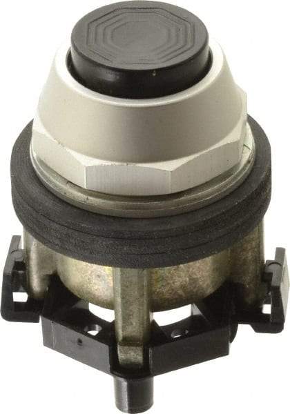 Eaton Cutler-Hammer - 30-1/2mm Mount Hole, Extended Straight, Pushbutton Switch Only - Round, Black Pushbutton, Nonilluminated, Momentary (MO), Corrosion Resistant, Oiltight and Watertight - Industrial Tool & Supply