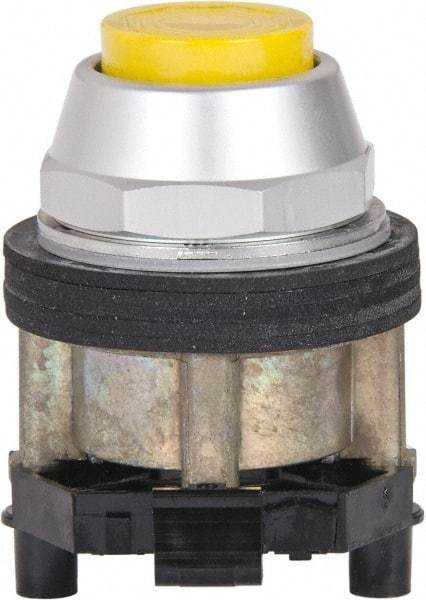 Eaton Cutler-Hammer - 30-1/2mm Mount Hole, Extended Straight, Pushbutton Switch - Yellow Pushbutton, Nonilluminated, Momentary (MO) - Industrial Tool & Supply