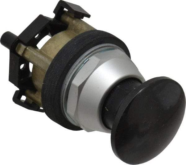 Eaton Cutler-Hammer - 30.5mm Mount Hole, 3035mm Extended Mushroom Head, Pushbutton Switch Only - Round, Black Pushbutton, Nonilluminated, Momentary (MO), Corrosion Resistant, Oiltight & Watertight - Industrial Tool & Supply
