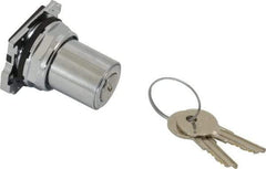 Eaton Cutler-Hammer - 30-1/2mm Mount Hole, 2 Position, Key Operated, Selector Switch Only - Silver, Momentary (MO) - Industrial Tool & Supply