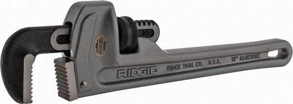 Ridgid - 10" Aluminum Straight Pipe Wrench - 1-1/2" Pipe Capacity - Industrial Tool & Supply