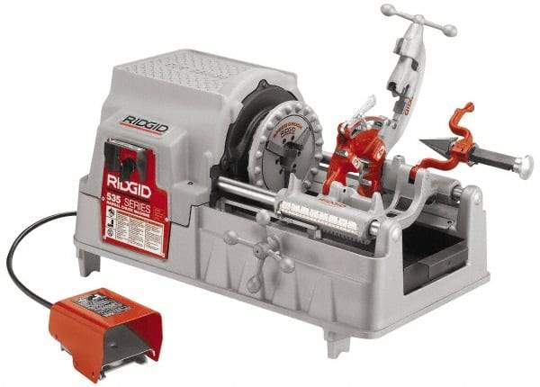 Ridgid - 1/8 to 2 Inch Pipe, 36 RPM Spindle Speed, 1/2 hp, Pipe Threading Machine - Forward, Off, Reverse with Integral Safety Foot Switch Motor Control, Model 341 Reamer, 115 Volts - Industrial Tool & Supply