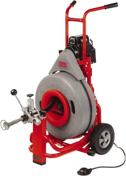 Ridgid - Electric Battery Drain Cleaning Machine - For 3" to 10" Pipe, 0.4286" x 100' Cable, 200 Max RPM - Industrial Tool & Supply