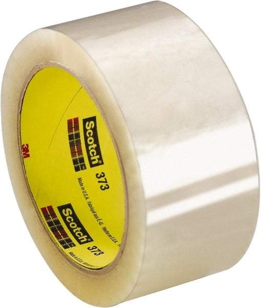 3M - 3" x 110 Yd Clear Rubber Adhesive Sealing Tape - Polypropylene Film Backing, 2.5 mil Thick, 60 Lb Tensile Strength, Series 373 - Industrial Tool & Supply