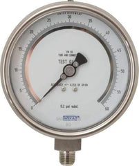 Wika - 4" Dial, 1/4 Thread, 0-300 Scale Range, Pressure Gauge - Lower Connection Mount, Accurate to 0.25% of Scale - Industrial Tool & Supply
