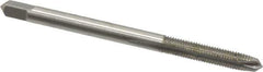 Made in USA - #6-48 UNS, 2 Flute, Bright Finish, High Speed Steel Spiral Point Tap - Plug Chamfer, Right Hand Thread, 2" OAL, 11/16" Thread Length, 0.141" Shank Diam - Exact Industrial Supply