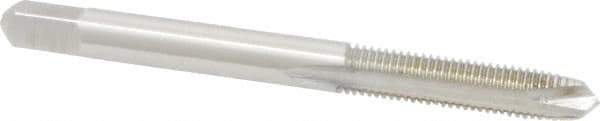 Made in USA - #12-32 UNEF, 2 Flute, Bright Finish, High Speed Steel Spiral Point Tap - Plug Chamfer, Right Hand Thread, 2-3/8" OAL, 15/16" Thread Length, 0.22" Shank Diam - Exact Industrial Supply