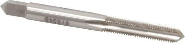 Made in USA - 1/4-32 UNEF 4 Flute Bright Finish High Speed Steel Straight Flute Standard Hand Tap - Bottoming, Right Hand Thread, 2-1/2" OAL, H3 Limit, Oversize - Exact Industrial Supply