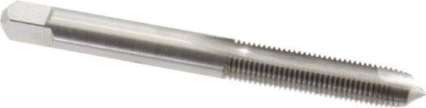 Made in USA - 1/4-32 UNEF, 2 Flute, Bright Finish, High Speed Steel Spiral Point Tap - Plug Chamfer, Right Hand Thread, 2-1/2" OAL, 1" Thread Length, 0.255" Shank Diam - Exact Industrial Supply