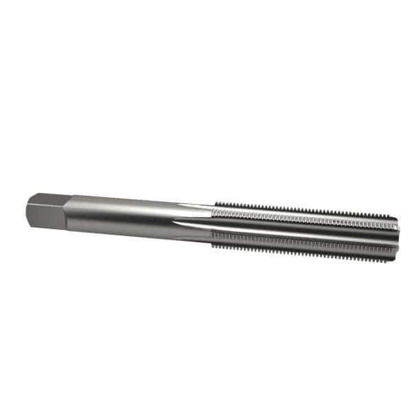 Made in USA - 15/32-32 UNS 6 Flute Bright Finish High Speed Steel Straight Flute Standard Hand Tap - Plug, Right Hand Thread, 3-3/8" OAL, 1-21/32" Thread Length, H3 Limit, Oversize - Exact Industrial Supply
