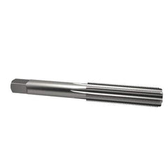 Made in USA - 15/32-32 UNS 6 Flute Bright Finish High Speed Steel Straight Flute Standard Hand Tap - Plug, Right Hand Thread, 3-3/8" OAL, 1-21/32" Thread Length, H3 Limit, Oversize - Exact Industrial Supply
