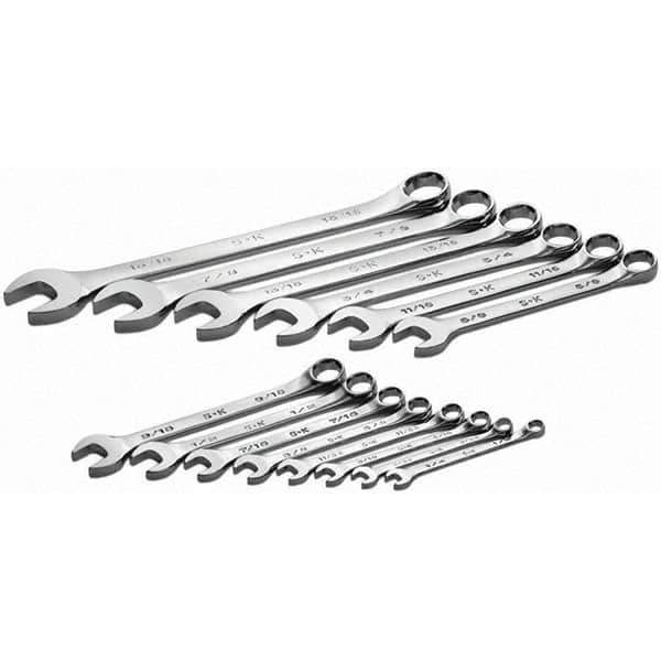 SK - 14 Piece, 1/4 to 5/16", Combination Wrench Set - Inch System of Measurement, Chrome Finish - Industrial Tool & Supply