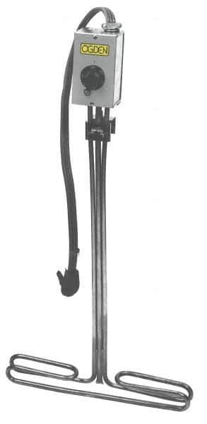 Made in USA - 120 Volt, 1 Phase, 1,500 Watt, T Type Sink Sanitizer Heater - 26" Leg Length - Industrial Tool & Supply