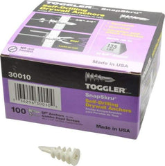 Toggler - #6 to 10 Screw, 5/16" Diam, 1-5/8" Long, 3/8 to 5/8" Thick, Self Drilling Drywall & Hollow Wall Anchor - Thermoplastic Alloy, Use in Drywall - Industrial Tool & Supply